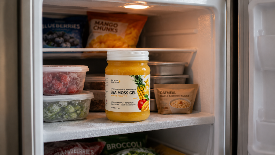 sea moss gel placed in freezer