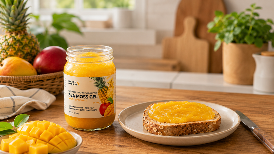 sea moss gel spread on slice of bread