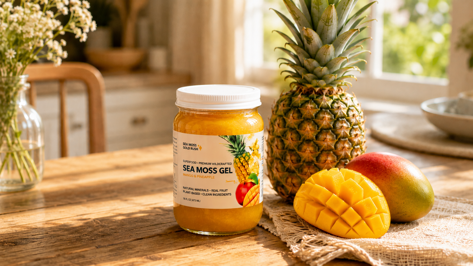 sea moss gel with mango and pineapple