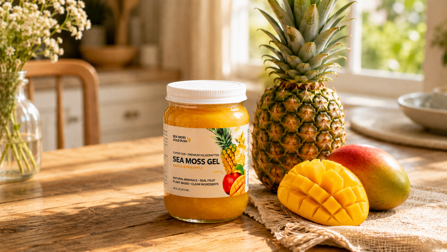 sea moss gel with mango and pineapple